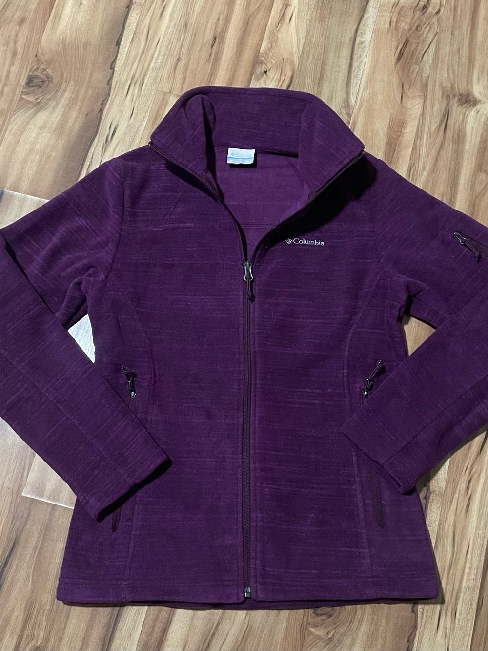 Columbia Fast Trek II Fleece Jacket Women's Full Zip Purple Arm Pocket Size S